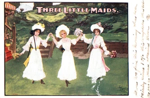 Stage Show Ad THREE LITTLE MAIDS posted 1903 Cork Ireland Postcard - Picture 1 of 2
