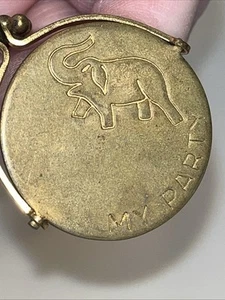 1930s USA My Party Political Spinner Donkey & Elephant Campaign Keychain Brass - Picture 1 of 5