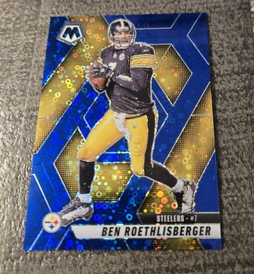 Panini Mosaic Blue Disco Prizm #9 2025 Roethlisberger SSP 70/99 Steelers Salón de la fama NFL Foto 1 de 2