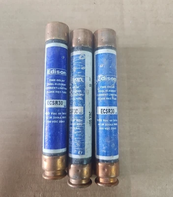 LOTE DE 3 FUSIBLES EDISON FUSEGEAR ECSR30 Foto 1 de 3