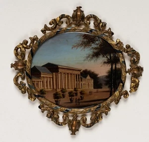 Ansicht eines klassizistischen Gebäudes, um 1840, Gouache Unbekannt (19.Jhd) - Bild 1 von 5