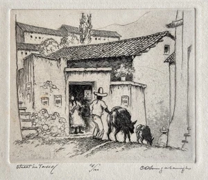 Charles Oglesby Longabaugh etching Street in Taxco - Picture 1 of 5