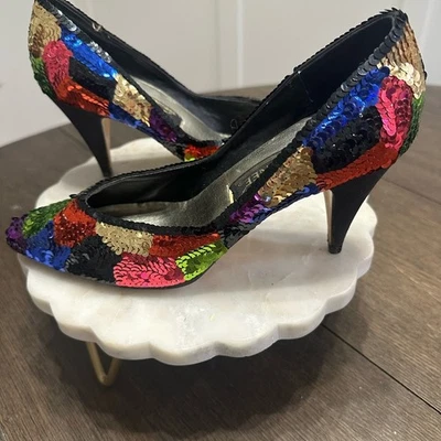 Tacones de lentejuelas coloridas para mujer Foto 1 de 4