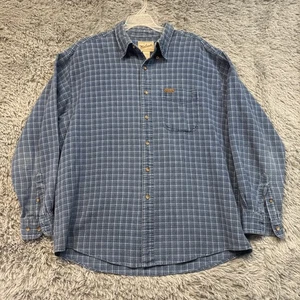 Vtg Woolrich Shirt Mens XL Blue Knit Window Pane Long Sleeve Y2K Outdoor Wear - Picture 1 of 7
