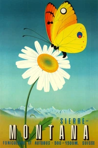 Montana Sierre Valais Butterfly 1952 Vintage Wall Art Home Decor - POSTER 20x30 - Photo 1 sur 4