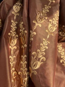 10 yards 100% SILK TAFFETA STRIPE EMBROIDERED DRAPERY HOME DECOR - Picture 1 of 8