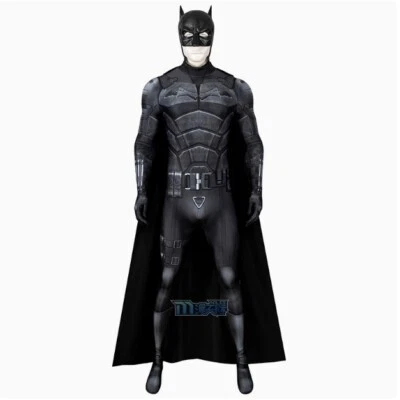 Batman：Gotham Knight Costume Jumpsuit + Cape Outfits Superhero Adult Cosplay - Image 1 of 4