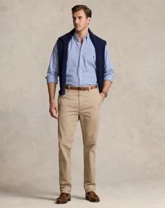 Polo Ralph Lauren Herren Bedford Chino klassische Passform Hose 48Bx34 khaki hellbraun flach Fr - Bild 1 von 9