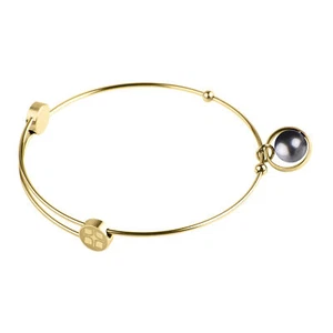 Ernstes Design Armreif Edelstahl vergoldet A405 BLP mit Anhänger Perle Armband - Bild 1 von 3