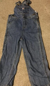 Carhartt Kids Boy Girl Bib Blue Jean Denim Overalls Master Cloth Sanforized Sz 4 - Picture 1 of 2