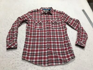 Structure Button Shirt Mens M Red Black Gray Plaid Long Sleeve Roll Tab Pockets - Picture 1 of 12