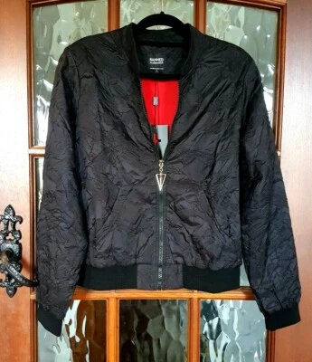 BANNED ALTERNATIVE Women's Textured Black Lava Bomber Jacket L UK 14 NWT - Image 1 of 4