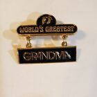 Hang Ten: Worlds Greatest Grandma 2 Piece Dangling Award Medal Enamel Brooch Pin