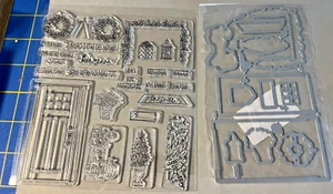 CLING STAMP DIE SET #SD-1116-"Door w/floral wreaths,swags,bouquets,etc *FRENCH* - Picture 1 of 4