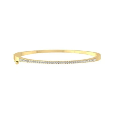 10k Yellow Gold Lab Grown Diamond Halo Bangle Bracelet 6.5" Holiday Gift - Image 1 of 4