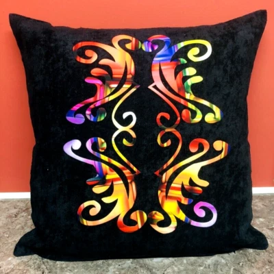 Funda Almohada Decorativa Terciopelo Triturado Patrón Geométrico Multicolor Foto 1 de 3