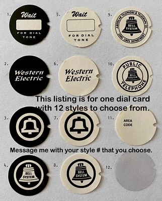 ONE Rotary Telephone Dial Card Insert - choose from 12 designs - Image 1 of 4