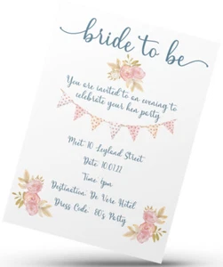 Hen Do Invite for Bride, personalised For Bride To Be, Hen Night, Party Invite - Picture 1 of 1
