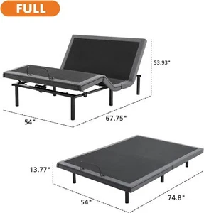 Ergonomic Electric Full Queen Adjustable Bed Frame Bed Base with Wireless Remote - Picture 1 of 39