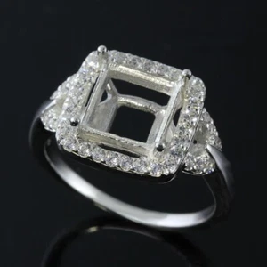 8x8 Square cut semi-mount setting CZ sterling silver 925 #061 Pre-order - Picture 1 of 3