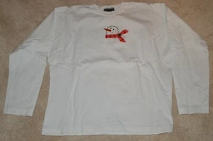 Alore Cotton Long Sleeve White Top with Snowman Size Medium - Picture 1 of 5