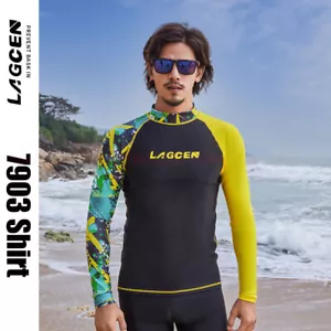 CAMISAS PARA HOMBRE PROTECTORES CONTRA ERUPCIONES MANGA LARGA SURF SNORKELING DEPORTES ACUÁTICOS NATACIÓN 7903 - Imagen 1 de 10