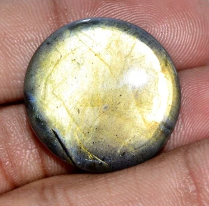 30.19 CTS Natural Labradorite Round Cabochon 25 mm Untreated Loose Gemstone - Picture 1 of 4