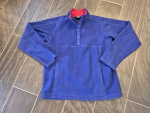 LL Bean Kid's Size Xlarge (18) Classic Polartec Blue Fleece 1/4 Snap Pullover - Picture 1 of 9