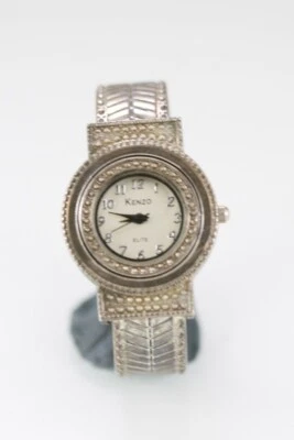 Reloj Mujer Kenzo Antiguo Acero Inoxidable Plateado WR Clip Batería Cuarzo Blanco Foto 1 de 4