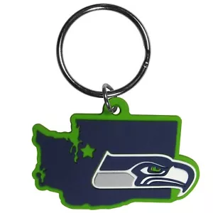 Seattle Seahawks Home State Rubber Flexi Key Chain NFL Licensed Football - Picture 1 of 3
