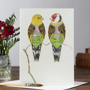 Goldfinches Bird Card Daniel Mackie DM Collection 7x5 Inch Blank 330gsm - Picture 1 of 1