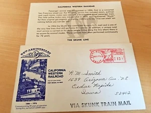 CALIFORNIA WESTERN RAILROAD   1976. POSTAL COVER  - Picture 1 of 1