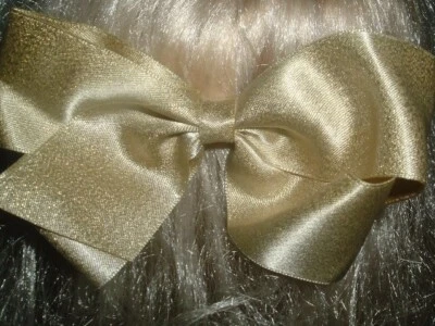 PAIR GOLD AND SILVER SATIN BOW HAIR CLIPS NEW W CLAIRES TAG - Image 1 of 4