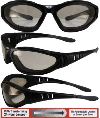 Gafas de sol acolchadas ultra ANTI NIEBLA para motocicleta - LENTE FOTOCROMÁTICA DE TRANSICIÓN Foto 1 de 2