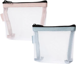 2PCS Mini Makeup Bag,Zipper Mesh Makeup Bags,Pocket Cosmetic Bag,Portable Small - Picture 1 of 12