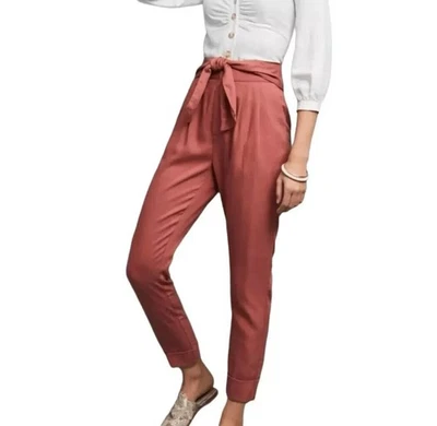 Cartonnier by Anthropologie Kingsley Belted Rose Brown Cuffed Pants size 2 - Image 1 of 4