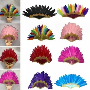 Feather Headwear Colorful Colored Headwear Feather Headdress Fancy Dress Party - Picture 1 of 16