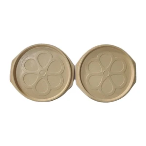 Lot Of 2 Vintage Rubbermaid Daisy Relacement Lids Almond 7” # J-3217 Beige - Picture 1 of 7