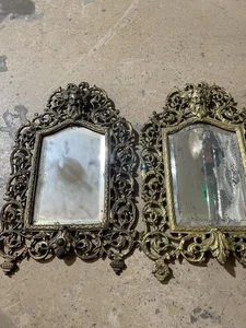 Bradley Hubbard Victorian Brass Bacchus Beveled Wall Mirror Frames - Picture 1 of 13