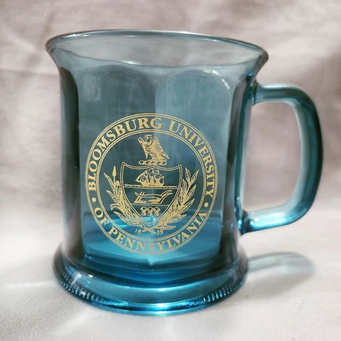 Bloomsburgs University of Pennsylvania Blue Glass Mug Cover