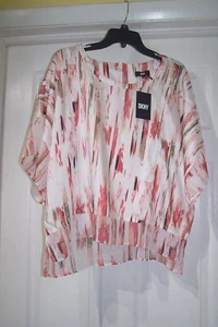 NWT DKNY Printed Asymmetrical Top Blouse SZ XL - Picture 1 of 3