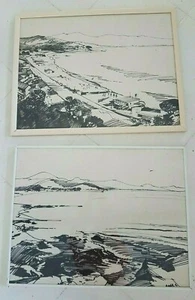 Deux dessin signés.. Two drawing signed paysages mer à identifier - Picture 1 of 12