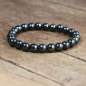 Natural Hematite 8mm Beaded Grounding Reiki Healing Crystal Stretch Bracelet - Picture 1 of 5