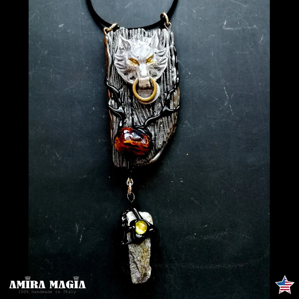 Talismán Mágico Plata Lobo Collar Colgante Amuleto Símbolo Vikingo Salvaje Salvaje Foto 1 de 1