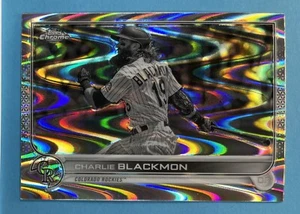 2022 Topps Sonic Chrome Charlie Blackmon #37 - Black & White Ray Wave - Picture 1 of 3