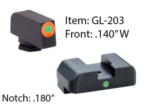 AmeriGlo Pro i-Dot Front Rear Sight Set Green GLOCK 20 21 29 30 31 32 36 40 41 - Picture 1 of 5