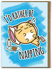 Cute Greetings Card Kawaii Fuzzballs Cartoon Cat Kitten Sleep Lover Birthday