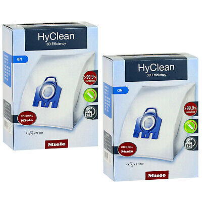 MIELE GN Bags HyClean 3D Vacuum Cleaner Hoover Dust X 8 + 4 X Filters Genuine • 30.09£
