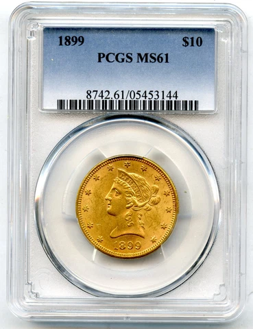 1899 Ten Dollar Liberty $19 PCGS MS 61 Cover