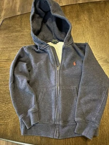 Ralph Lauren Boys 6 Navy Blue Pony Logo Hooded Sweatshirt Top - Picture 1 of 3